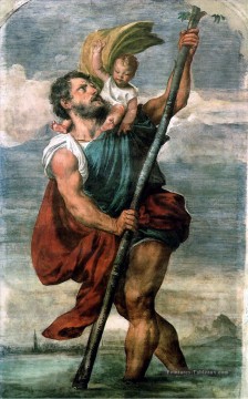 saint ambrose Tableau Peinture - Saint Christophe Tiziano Titien